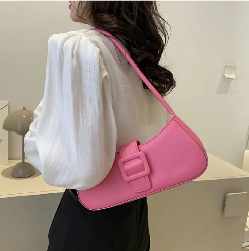 Fashion Solid Women's Shoulder Bag Artificial Leather Square Underarm Bags Ladies Handbags For Daily Used