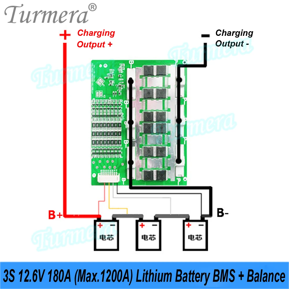 Turmera 3s 12.6v 130a 180a max.800a 1200a,リチウム電池保護ボード,330mah,一般的なポートを活性化