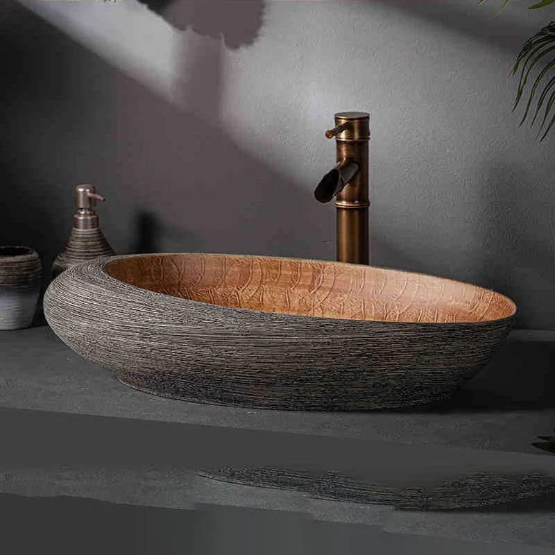Household Countertop Sinks Ceramic Elegant Thickened Washbasin Rustproof Durable Bathroom Sink Modern Bathroom Supplies