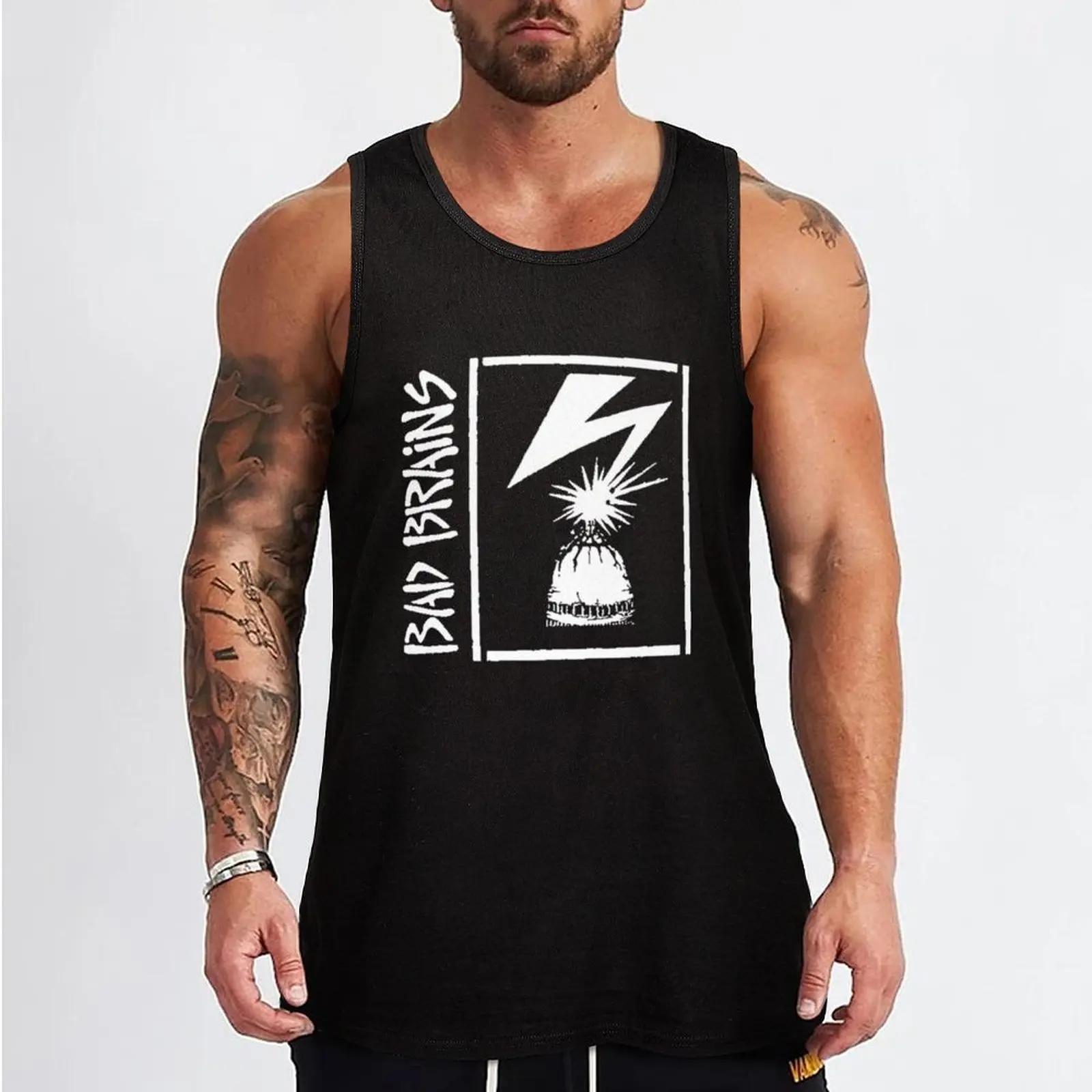 full bad brains capitol stencil logo Genres Hardcore punk Tank Top Summer Casual Tank Top Loose Lightweight Sleeveless