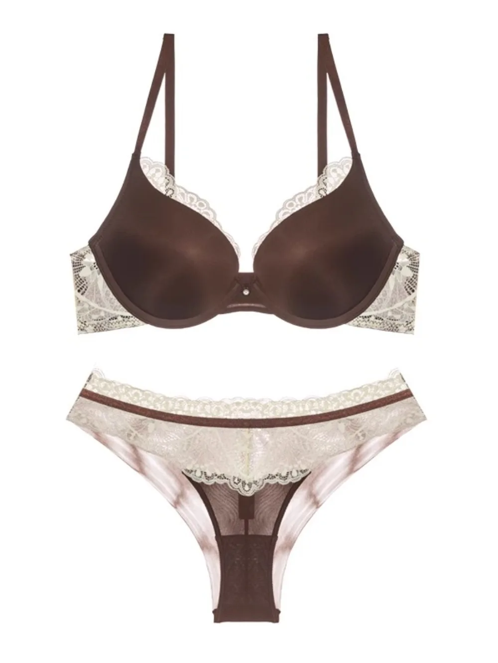 Outono e inverno sexy roupa interior de renda feminino pequeno busto levantamento de volume realce anti-sag bustier conjunto com conforto sem costura