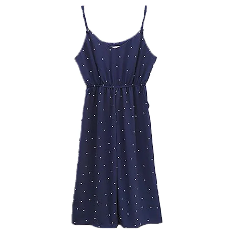 Ele Summer 2025 Salopette à bretelles en mousseline de soie pour femme coréenne Sle ample à pois pantalon une pièce à neuf points trajet mince polyester...