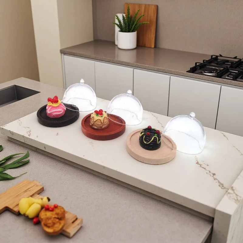 미니어처 주방 베이킹 장난감 케이크 커버 인형집 액세서리 놀이 음식 모델 인형집 및 수집품에 이상적