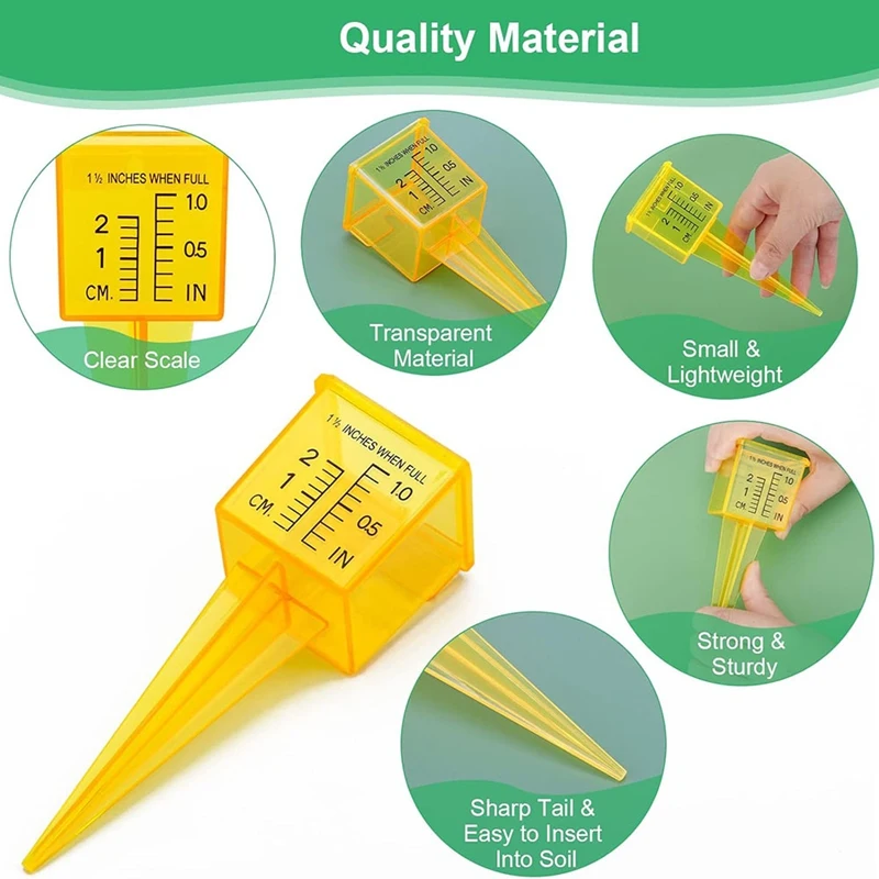 DT16 10 Pack Rain Gauges Transparent Outdoor Water Measuring Tool for Lawn Sprinkler Dual Scale
