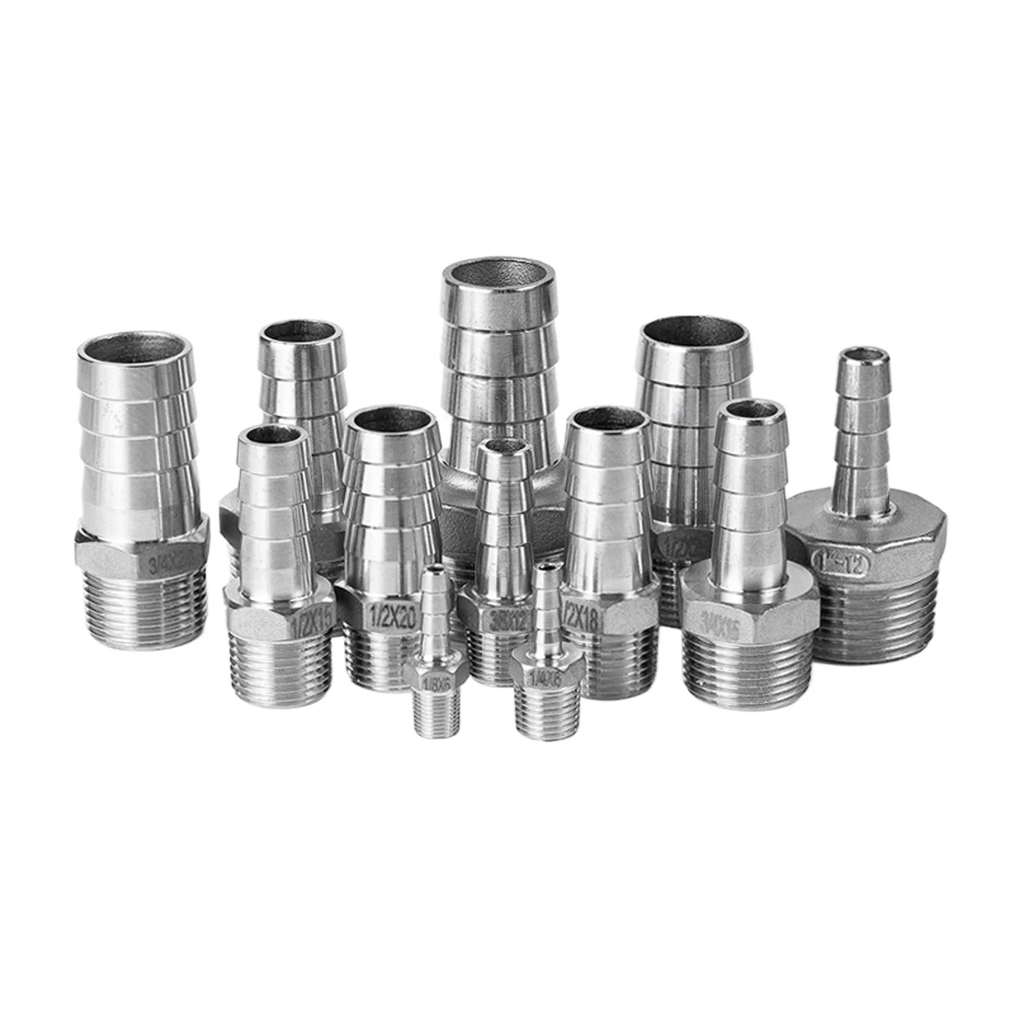 304 Stainless Steel Male Thread Hose Barb Fitting 1/2