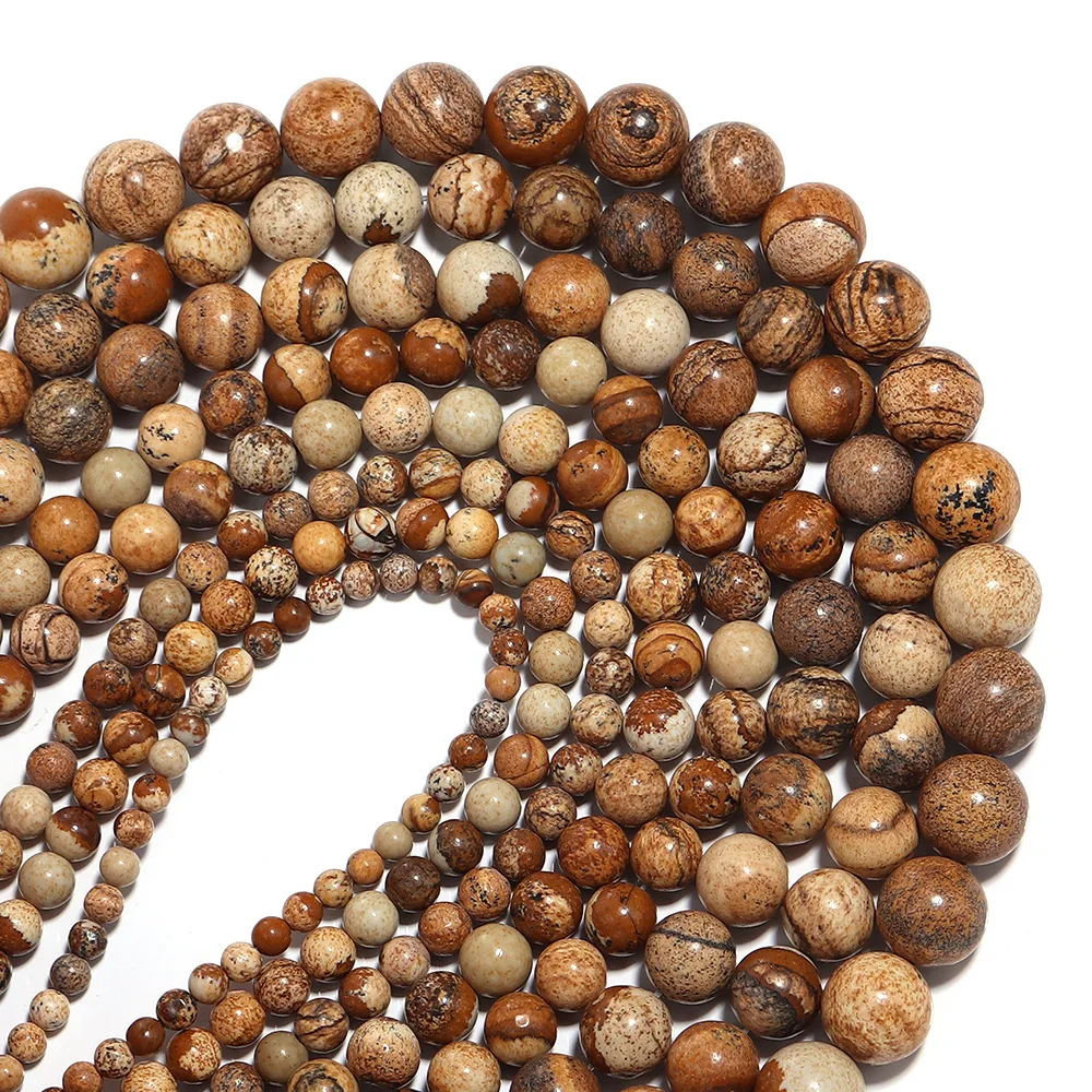 Natural Stone Picture Jasper Round Beads 15\