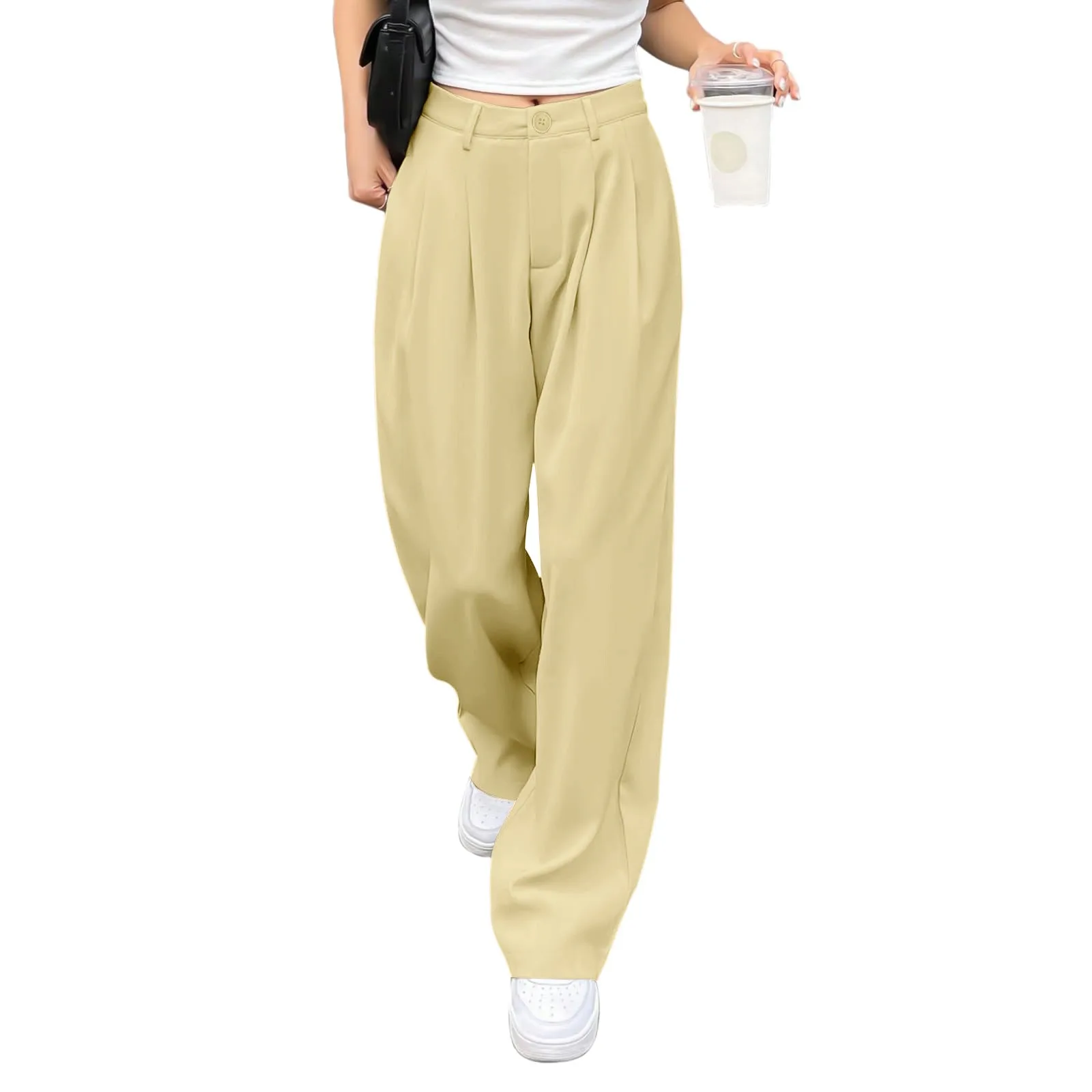 Womens Wide Leg Dress Pants High Waist Work Business Casual Long Trousers With Pockets Autumn Outdoor Streetwear Suit Pants