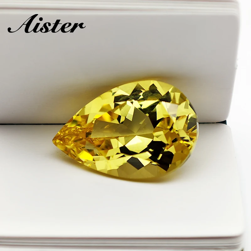 

New Yellow sapphire Pear Cut Corundum Stones Loose Gemstones for Making Jewelry
