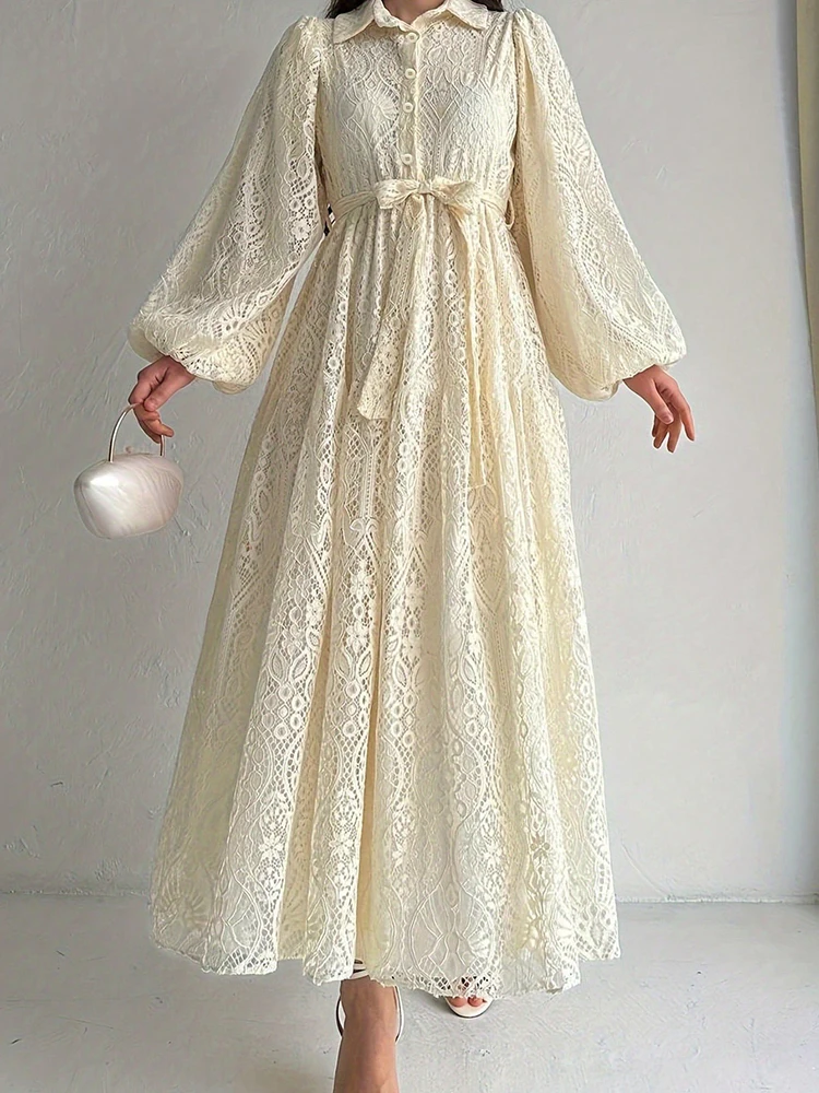 

Стильное красивое платье, повседневное повседневное длинное платье макси на шнуровке с рукавами, однотонные элегантные женские платья, женская одежда