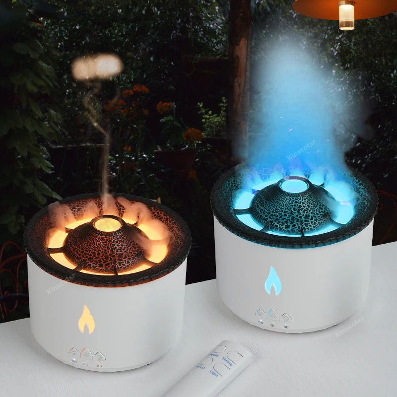 

Volcanic Flame Aroma Diffuser Essential Oil 360ml Jellyfish Smoke Ring Air Humidifier Ultrasonic Atomizing Sprayer for Home Gift