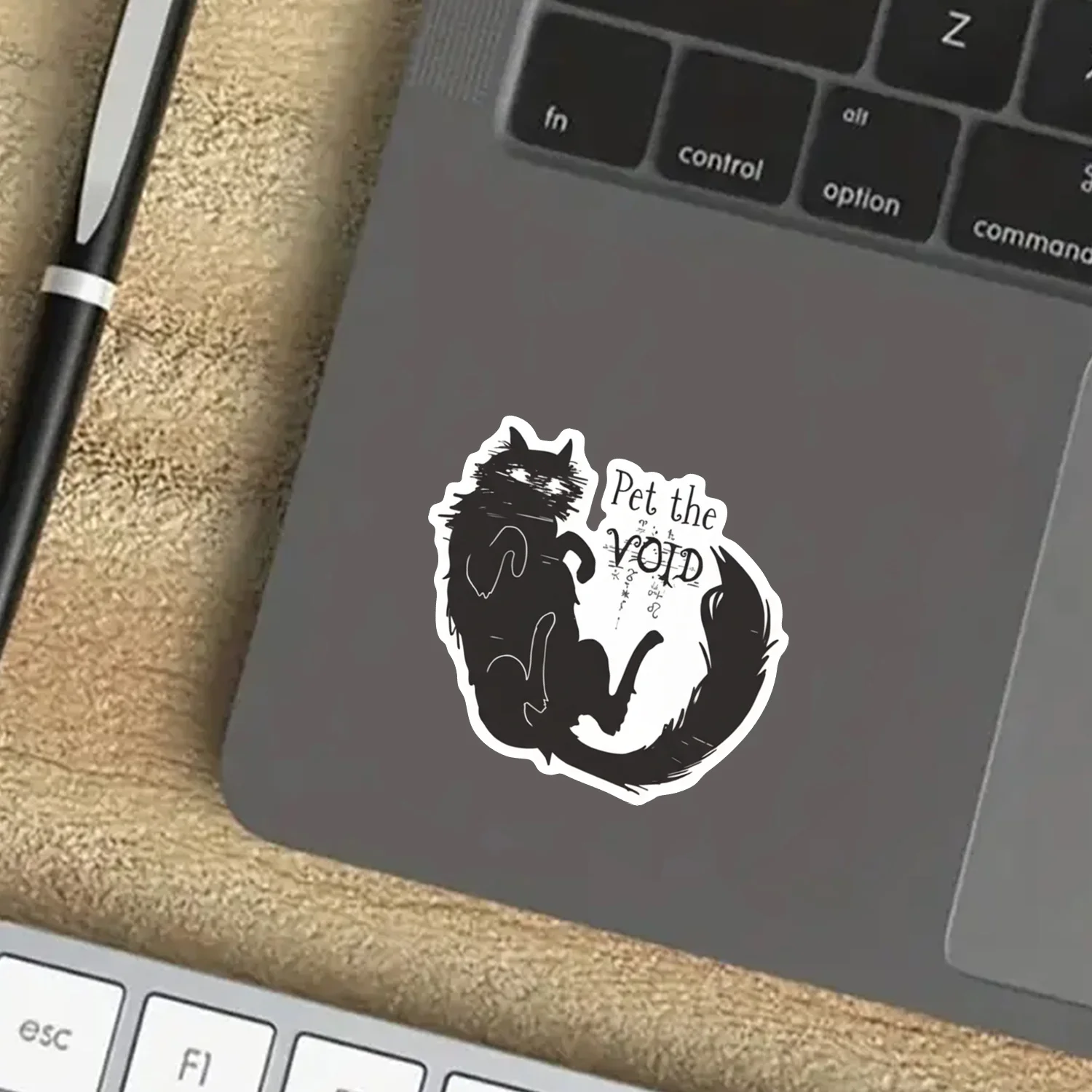 Funny Black Cat Void Glitch Vinyl Decal, Weirdcore Gothic Kitty For Laptop,Water Bottle,Phone Case,Emo Journal Gift - view 5