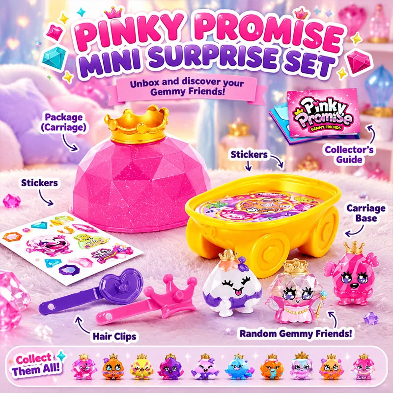 Pinky Promise Gemmy Friends Surprise Blind Box Toy Cute Mini Doll Collection Gemstone Character Gift Crown Princess Series