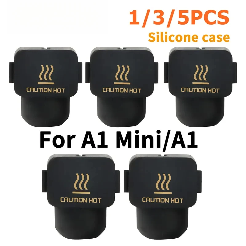 1/3/5Pcs Silicone Socks For Bambu Lab A1 Mini Case 3D Printer Heating Block Silicone Sleeve A1 Hotend Heat Insulation Case Cover
