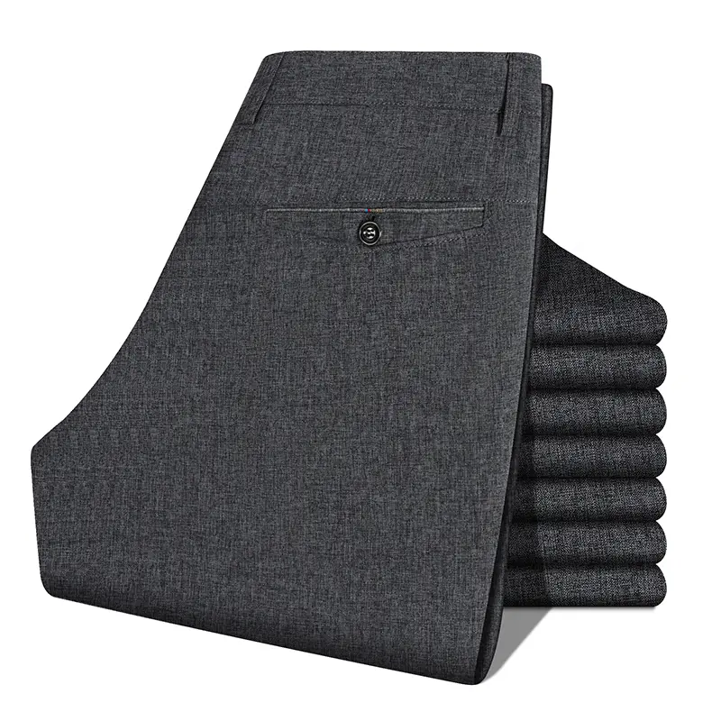 2026 Mens Trousers Dress Straight Pants Spring Summer Male Work Suit Pants Husband Father Black Grey Formal Pants - Image 5