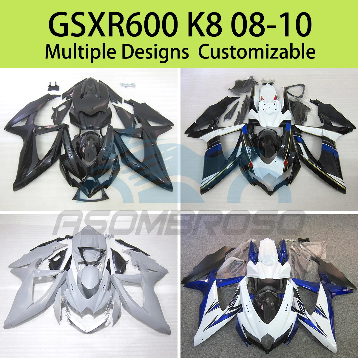 Suit GSXR 600 750 08 09 10 Cool Fairings for SUZUKI GSXR600 GSXR750 2008 2009 2010 Motorcycle Racing Customized Fairing Kit