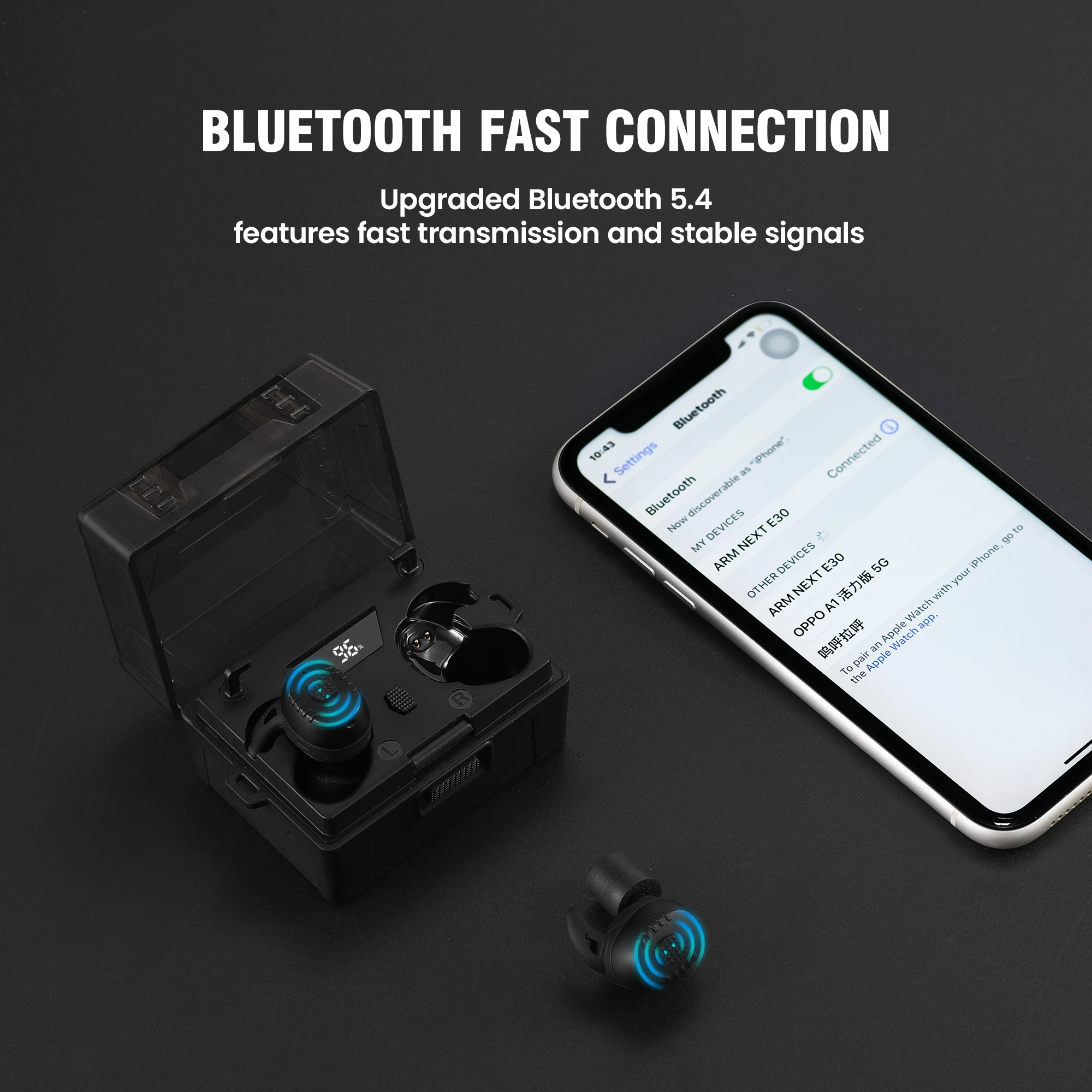 Electronic Shooting NRR27dB Bluetooth5.3 Noise Reduction Earplugs Sound Amplification Noise Cancelling Hearing Protection Earbud