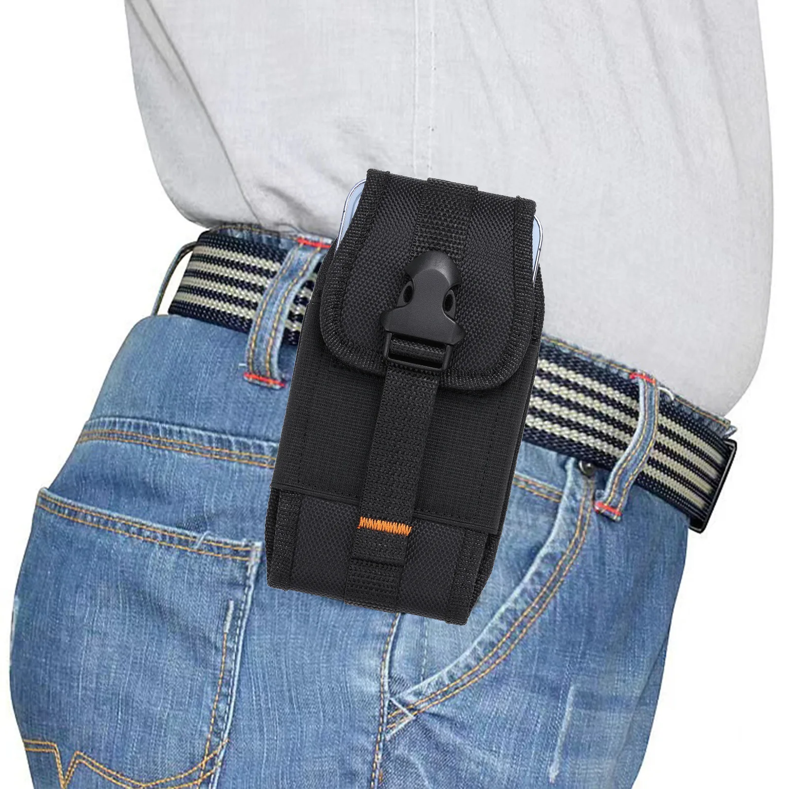 Men Mobile Phone Bag Universal Oxford Phone Holster Belt Case Simple Portable Waist Bags For iPhone 14 13 Samsung Huawei Xiaomi