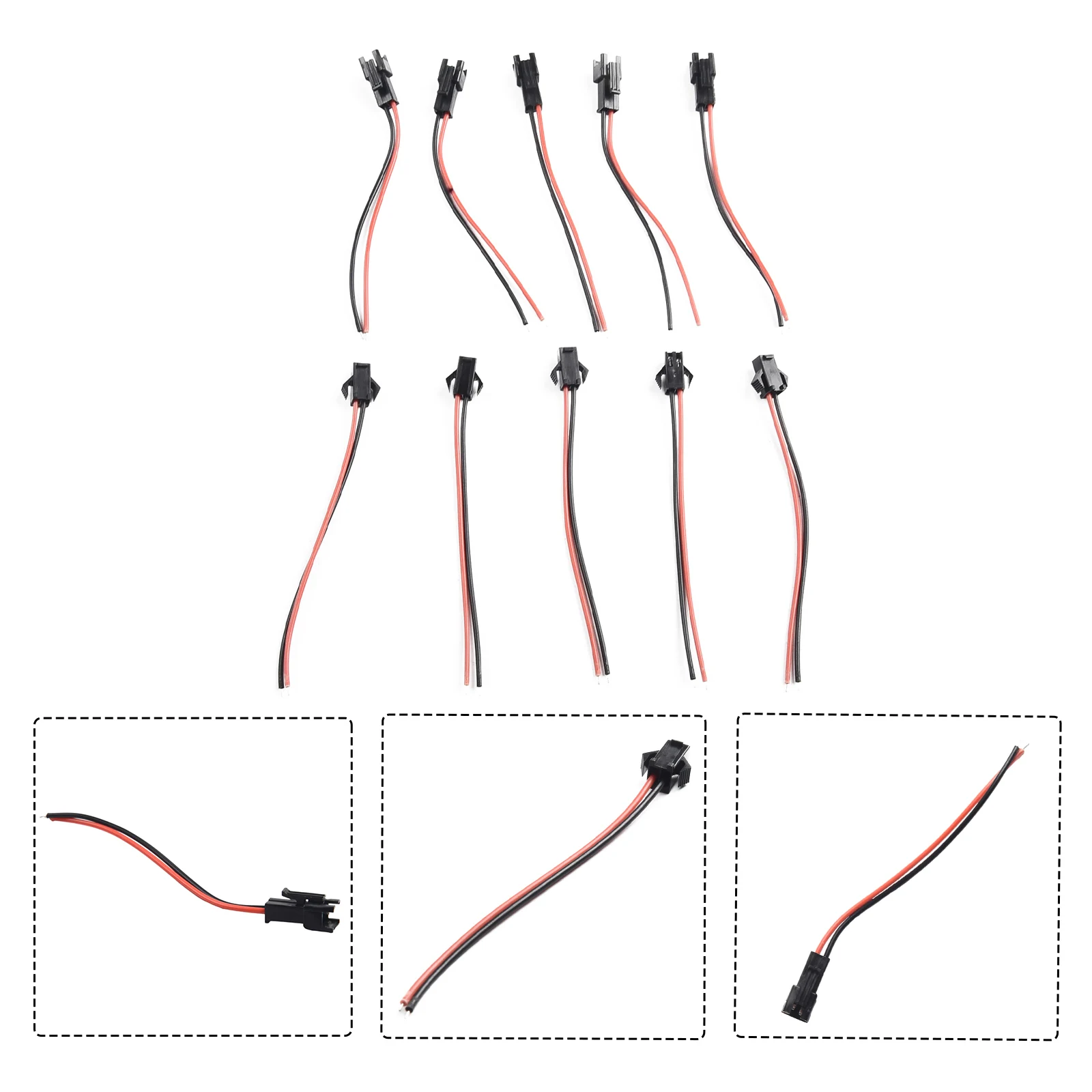 2.54mm SM 2-Pin 2P Connector Plug Male / Female Head Wires Cables LED Strip Light LED Wall-washing Lamp