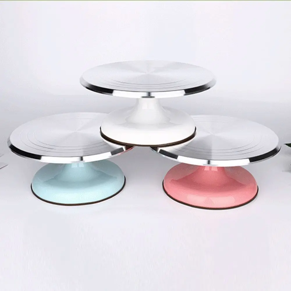 Aluminum Alloy Birthday Cake Turntable 10 /12 Inch Silicone Bottom Cake Decorating Spinner Smooth Rotation Non Slip