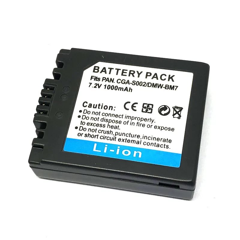 CGA-S002 DMW-BM7 CGA S002 S002E S002A battery for Panasonic Lumix DMC FZ10 FZ15 FZ20 FZ1 FZ2 FZ3 FZ4 FZ5