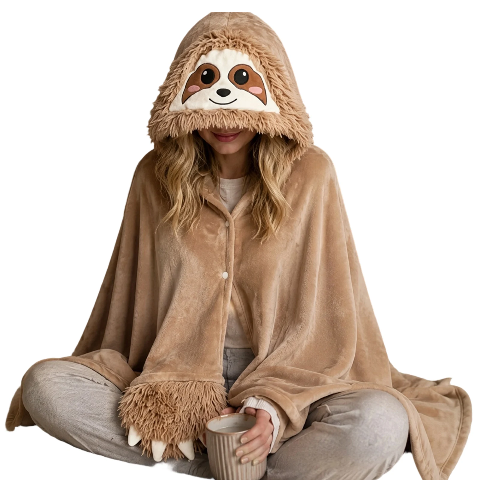 Shawl Wrap Winter - ハロウィン用着用ブランケット かわいいアライグマ・カピバラ柄 フランネルフーディー スローケット 女性用 150x130cm