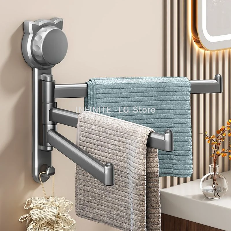 Rotating Towel Rack With Vacuum Suction And Adhesive Made Of PP Material Requires No Drilling Securely Attaches Rotates Flexibl