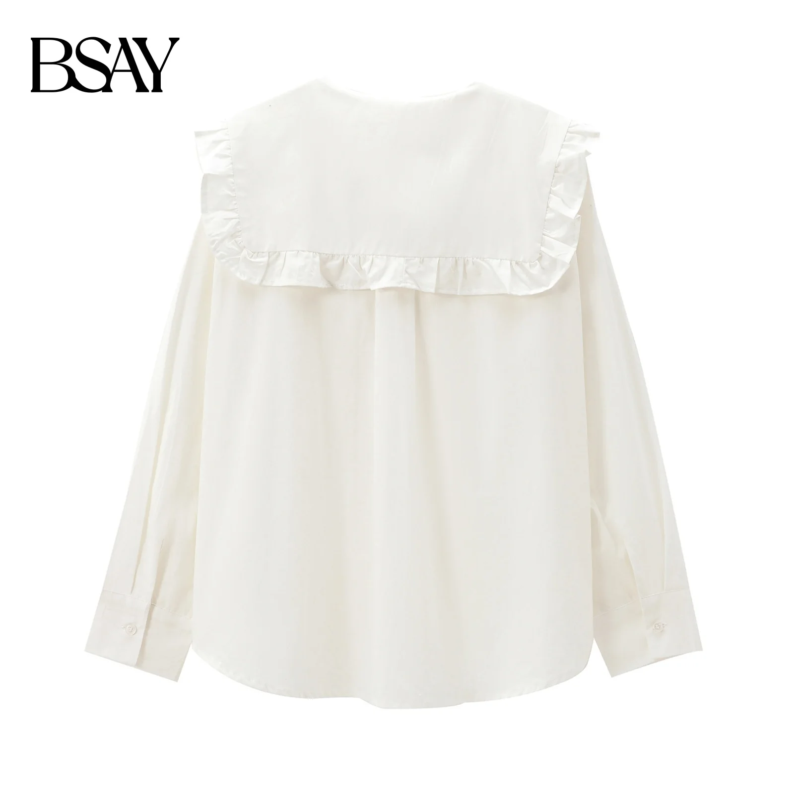 BSAY Women Fashion Spring Autumn Long Sleeve Single Breasted Lace Up Doll Collar Blouse Street Clothing Shirt Chic Ladies Top