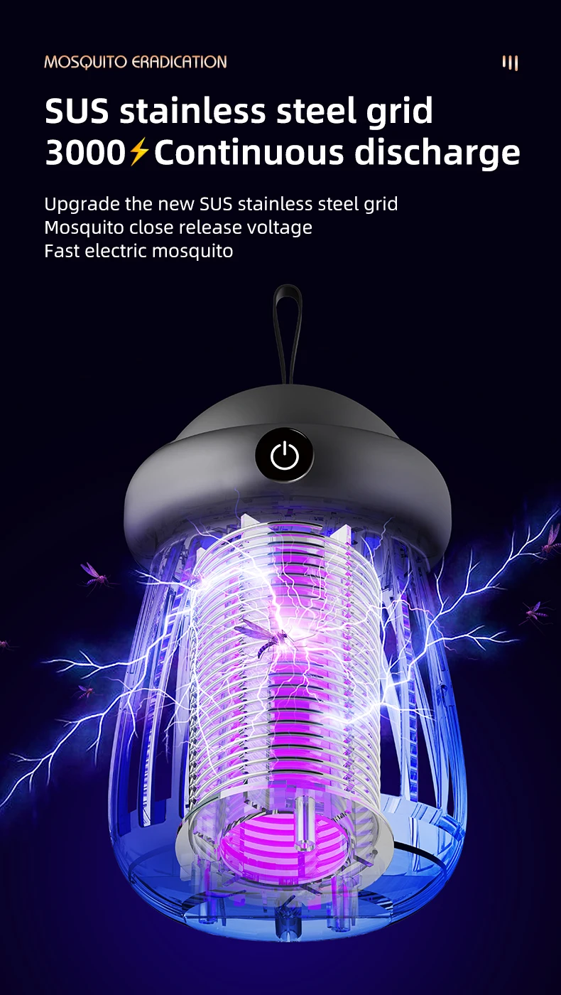 Mückenkiller 2-in-1 UV-Lampe Mückenfänger Nachtlicht USB Wiederaufladbarer Elektrischer Insektenfänger Outdoor-Mückenkiller – Detail 12