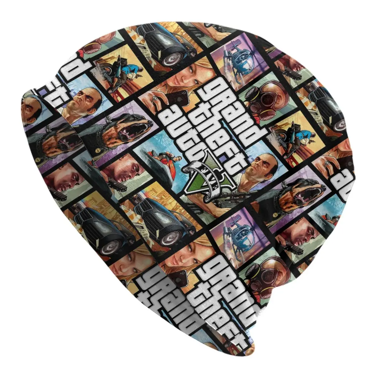 

Grand Theft Auto Collage Skullies Beanies Caps Unisex Street Winter Warm Knitting Hat Adult Adventure Game GTA Bonnet Hats