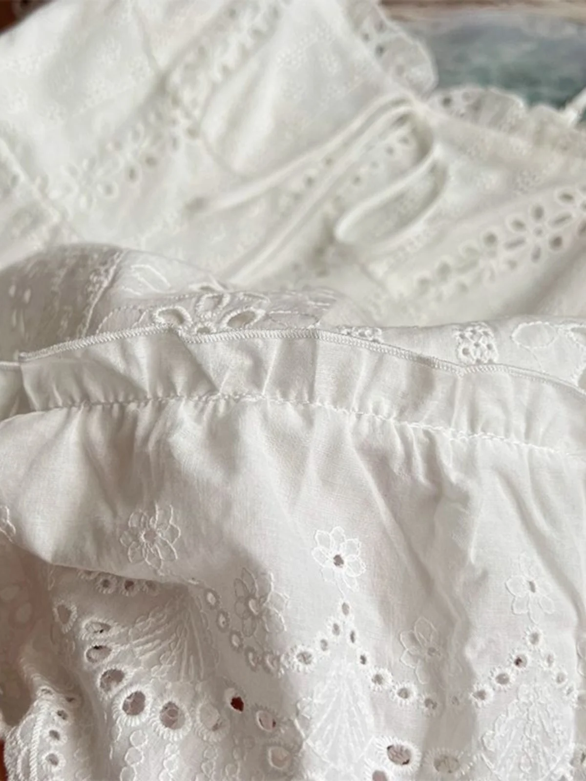 Koreanische Sle A-Linie Dr Spitzenbesatz Csole Mehrschichtige weiße Blumenstickerei Abnehmen Vielseitig Frühling Sommer Herbst Dr