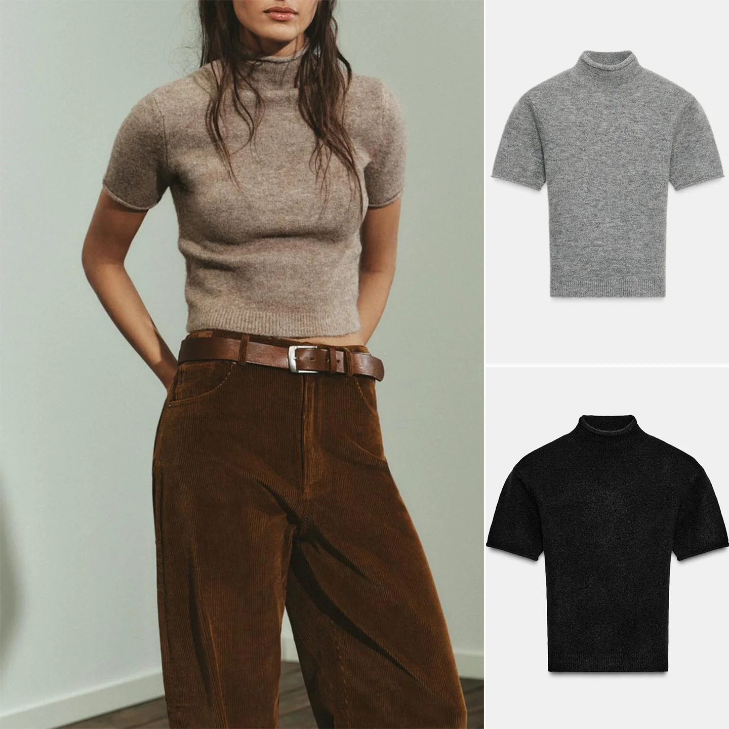 

Winter New Women's Casual ort Sve Soft Knitted Sweater f High Collar Flat Needle Polyester Fiber Faionable Girl's Top