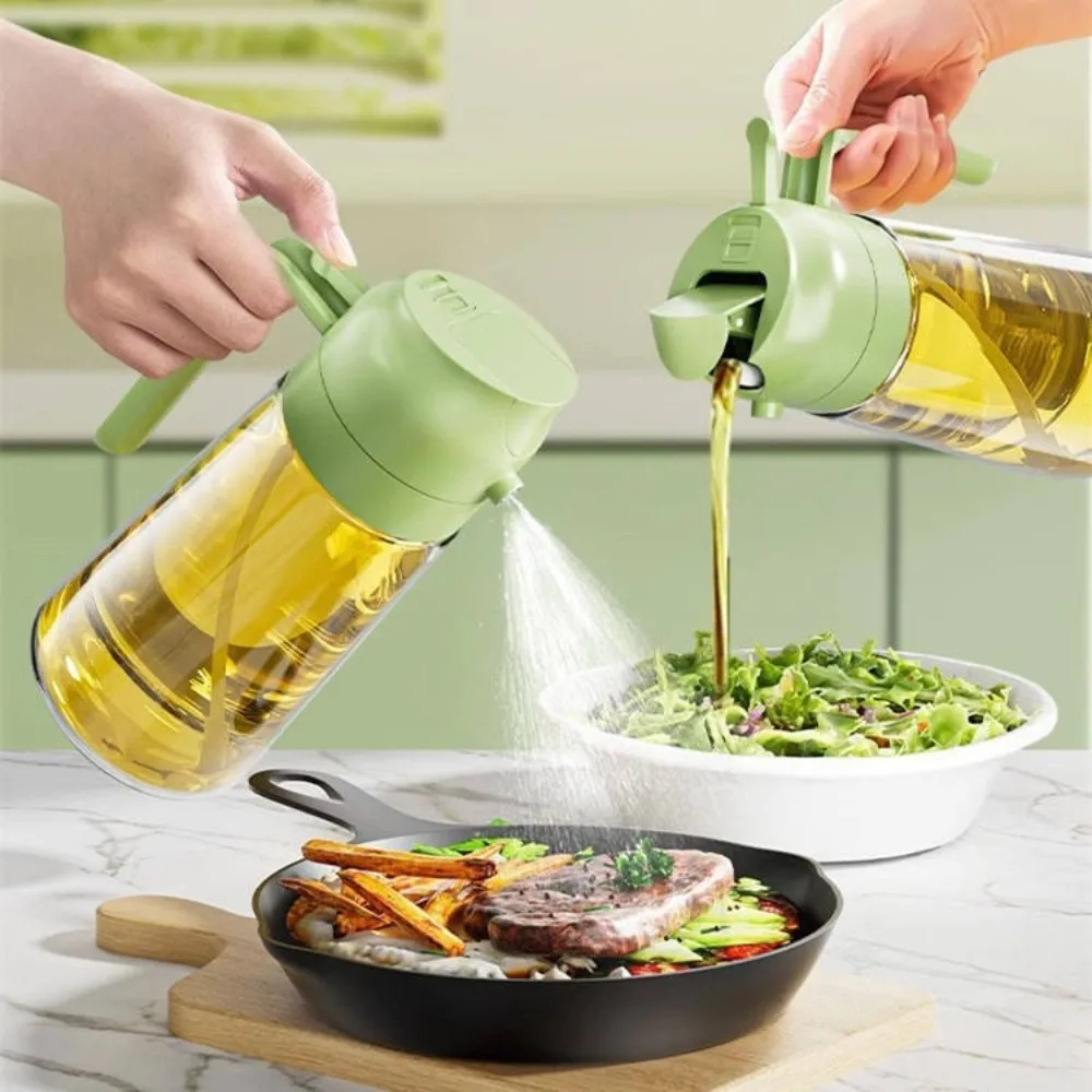2in1 470ml Glass Spray Oil Sprayer Bottle Spray Oil Dispenser Oil Jar Cruet BBQ Kitchen Baking Roasting Picnic Kitchen Tool