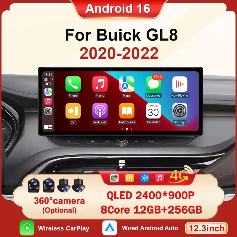 12.3 inch Car Radio For Buick GL8 2020-2022 Android 16 Carplay Auto All-in-One Intelligent GPS Navi Multimedia 4G Player Stereo