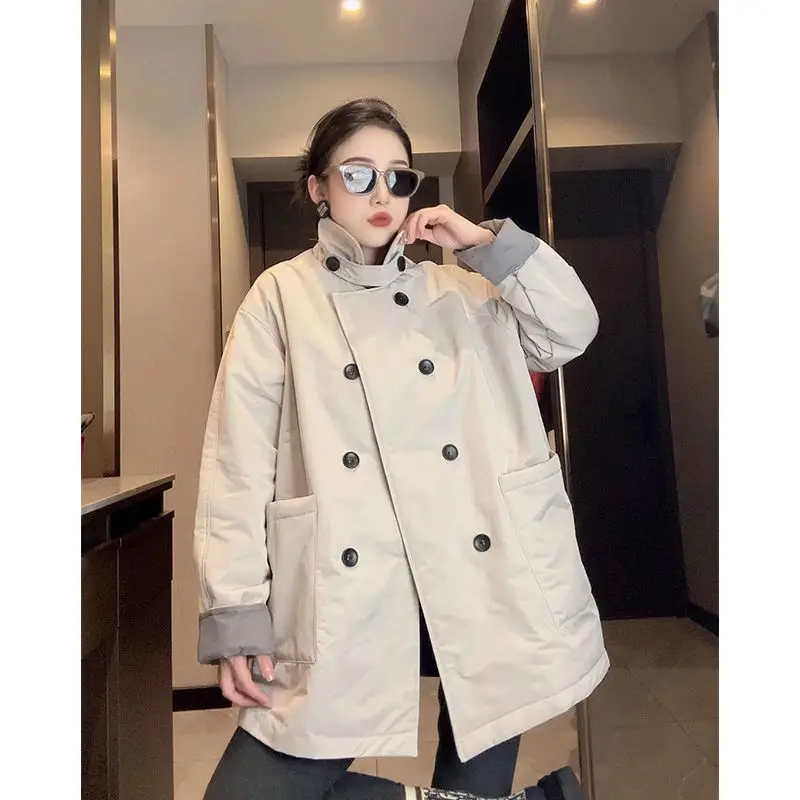Spring and Autumn New Women's Oversized Cotton Jacket Loose Commuter Suit Collar Jacket