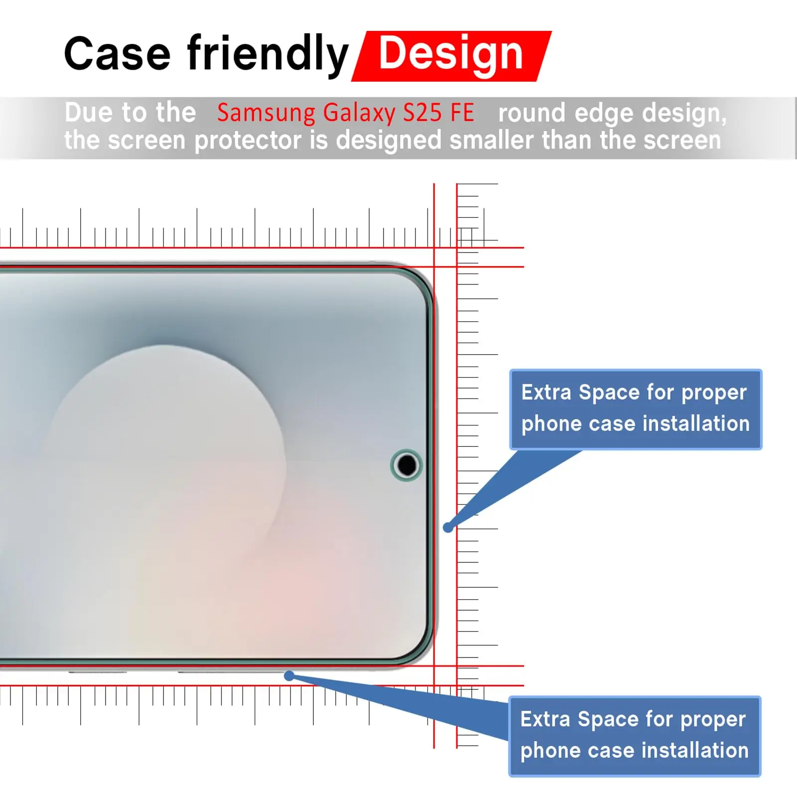 Displayschutzfolie für Samsung Galaxy S25 FE FANS EDITION, gehärtetes Glas, HD 9H, transparent, klar, kratzfest, freundlich – Detail 3