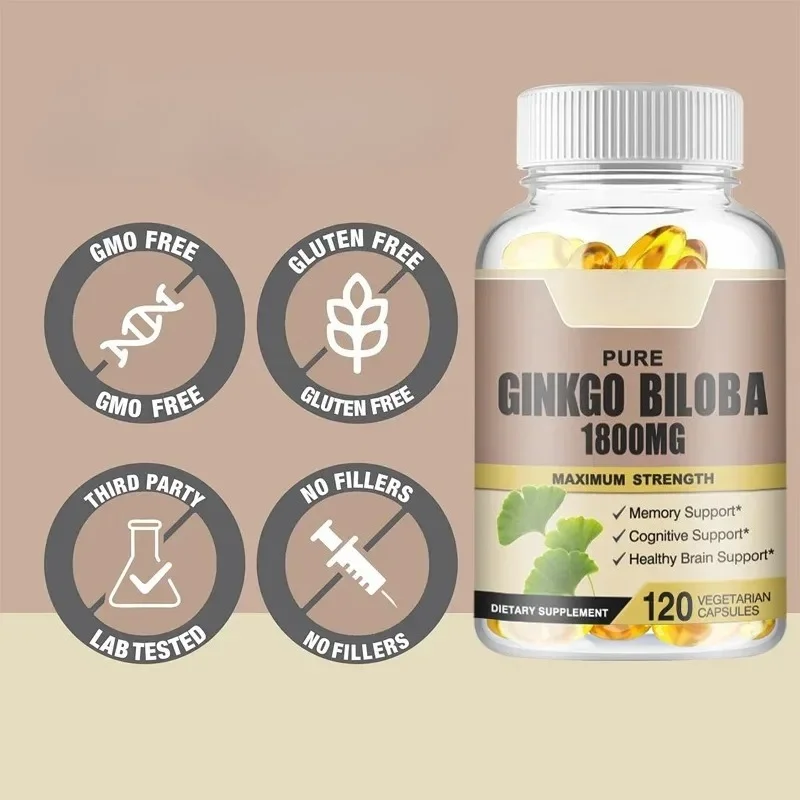 Ginkgo Biloba 1800 Mg Extra Strength - Supports Brain Function and Memory, Focus, Stress Relief