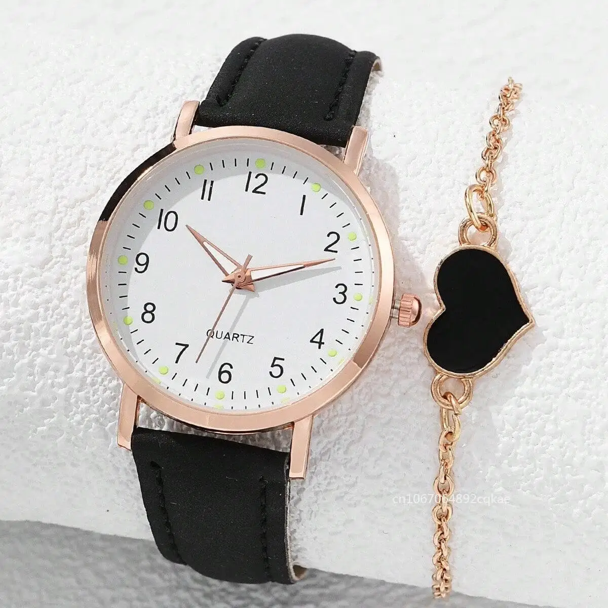 Reloj de pulsera informal para mujer, conjunto de relojes de pulsera de cuero, esfera redonda Simple, relojes de pulsera de cuarzo, reloj de vestir