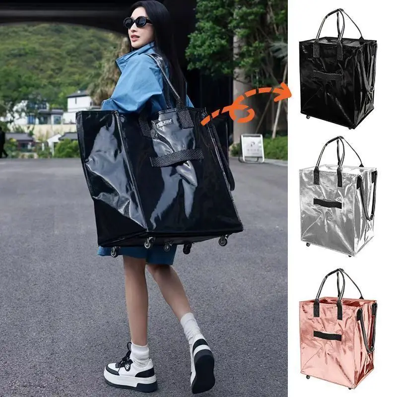 Foldable Wagon Cart with Wheels Large Capacity Utility Cart for Grocery Shopping Outdoor Travel Heavy Duty Luggage Hauler Totel