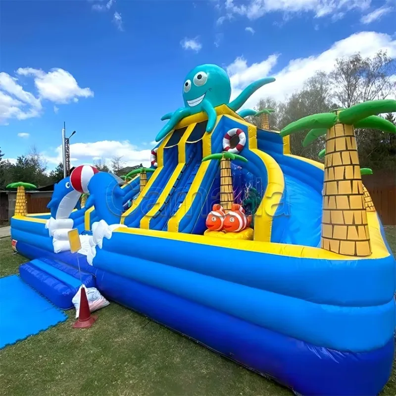 Newly Upgraded Sea World Themed Octopus Slide Inflatable Bounce House Combination Inflatable Castle Slide Suitable For Toddle