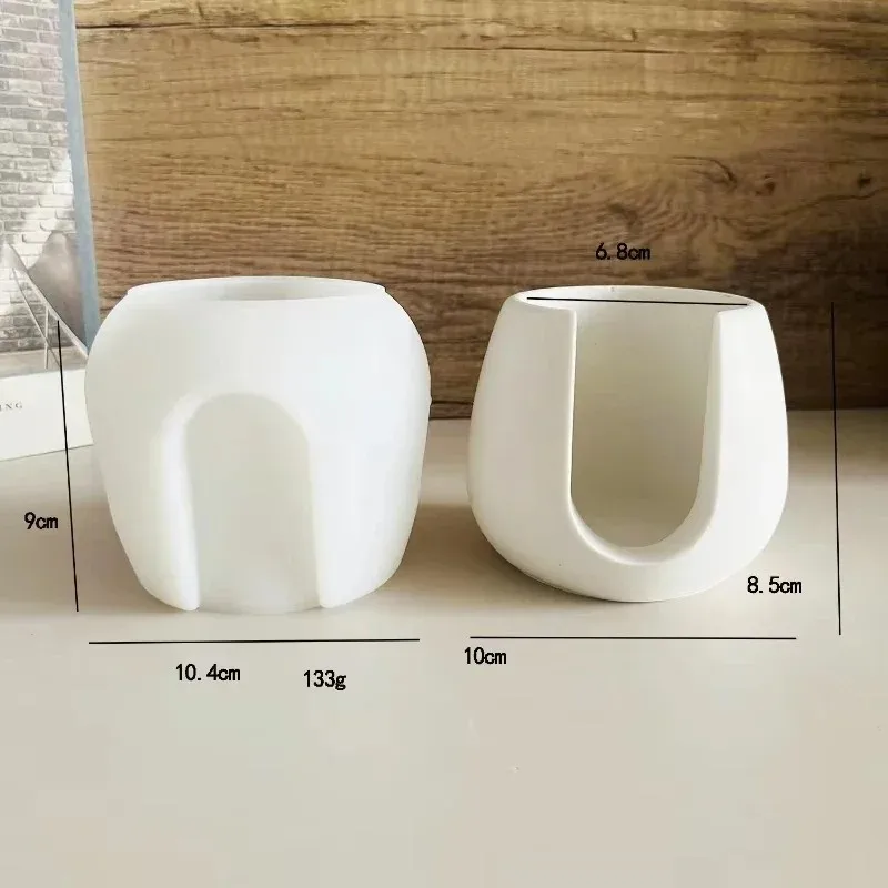 new diy concrete candle holder silicone mold, gypsum cement aromatherapy furnace wax melting diffuser mould for home decor