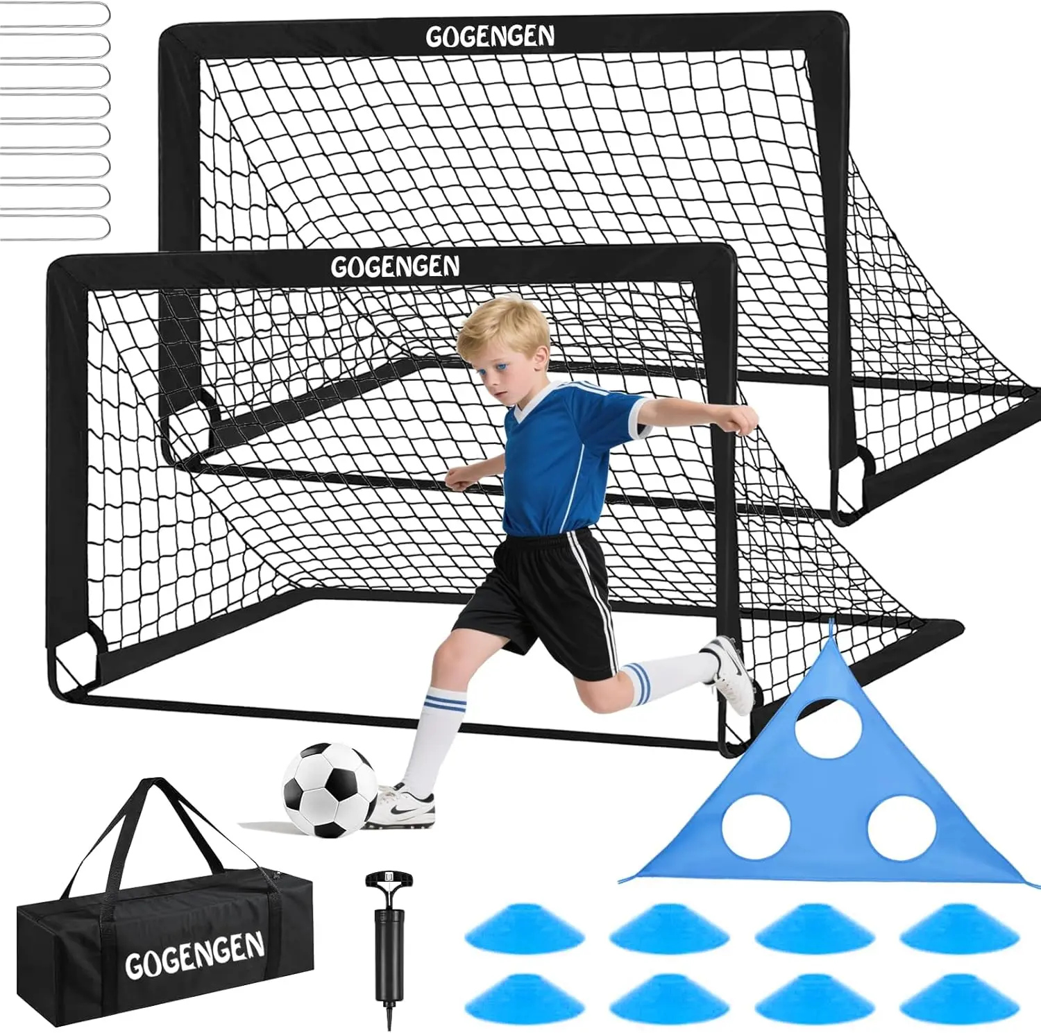 

6x4 Soccer Goal Set for Backyard with Net, Ball, Target & Cones for Toddlers Youth Training