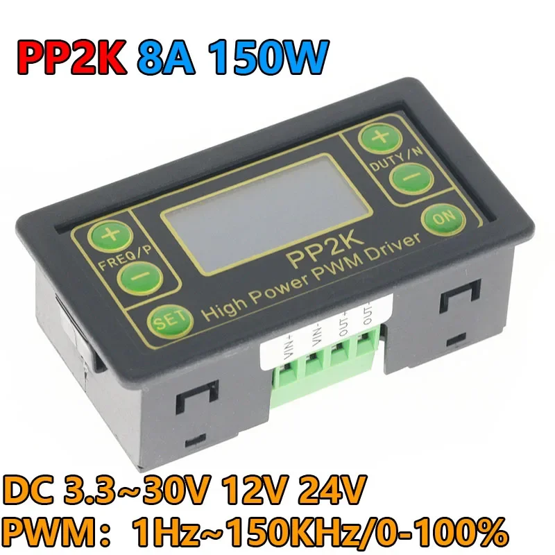 ZK-PP2K PWM DC 3.3 ~ 30V 12V 24V Motor drehzahl regler 8a 150W einstellbares LED-Dimmer-Pulsfrequenz-Tast verhältnis