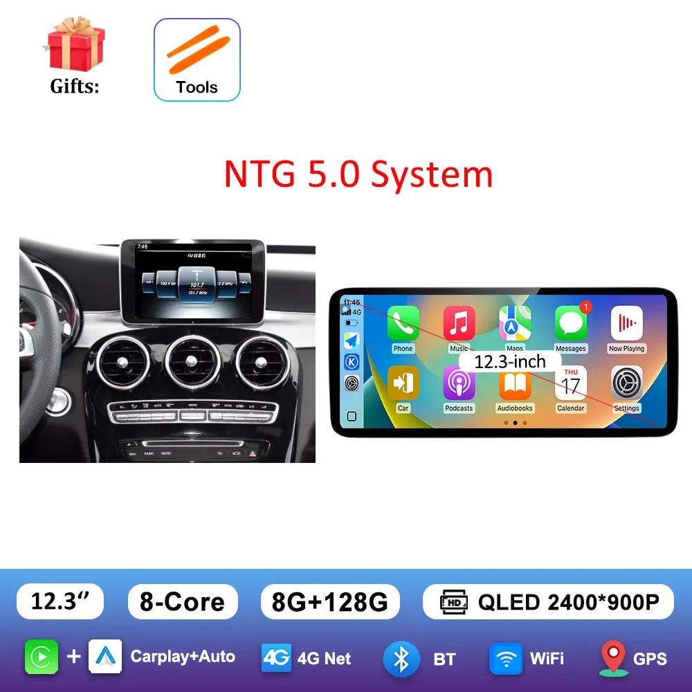Android 16 Intelligent Systeem voor BENZ C-KLASSE W205 GLC 2015 - 2018 Auto Video Multimedia Speler GPS Navigatie QLED HD Scherm BT - afbeelding 1