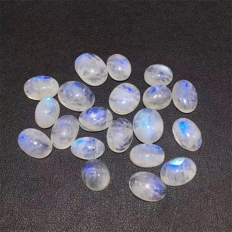 5PCS Natural Blue Moon Stone Egg Face Pendant Jewelry Making For Earring Bracelet Reiki Healing Stone DIY Accessories 12-16mm