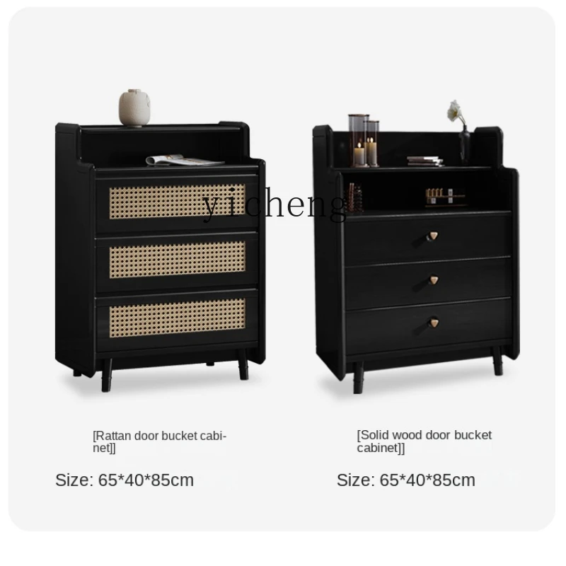 

TLL rattan chest solid wood retro style master bedroom chest of drawers locker