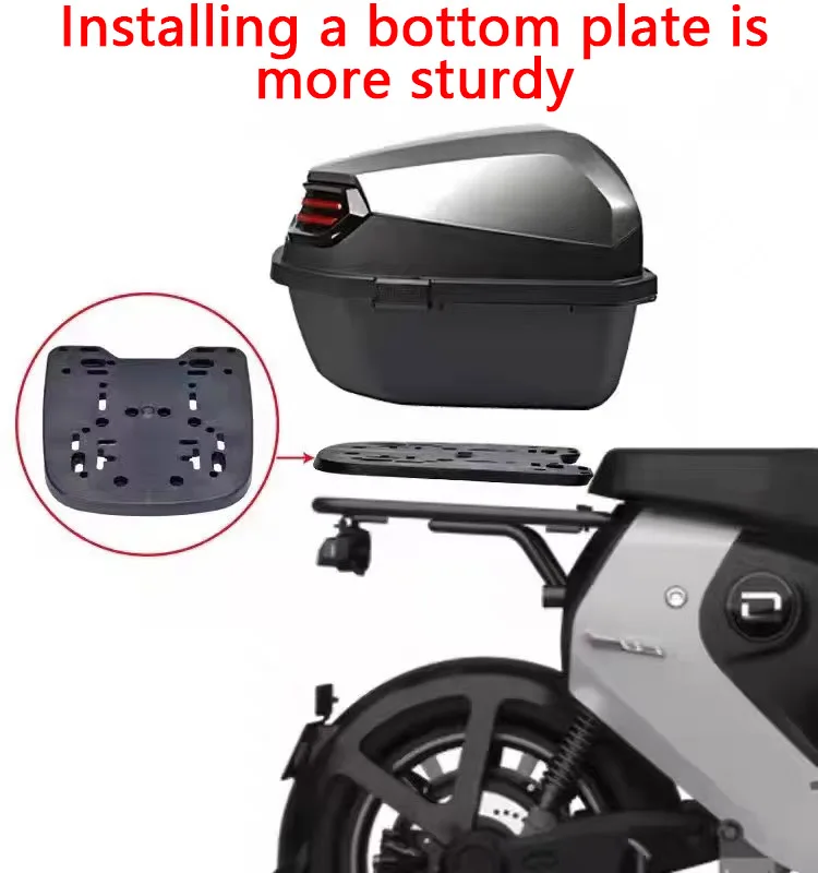 Motorcycle Tour Tail Box Scooter Trunk Luggage Top Lock Storage Carrier Case with Soft Backrest and Quick-Release System