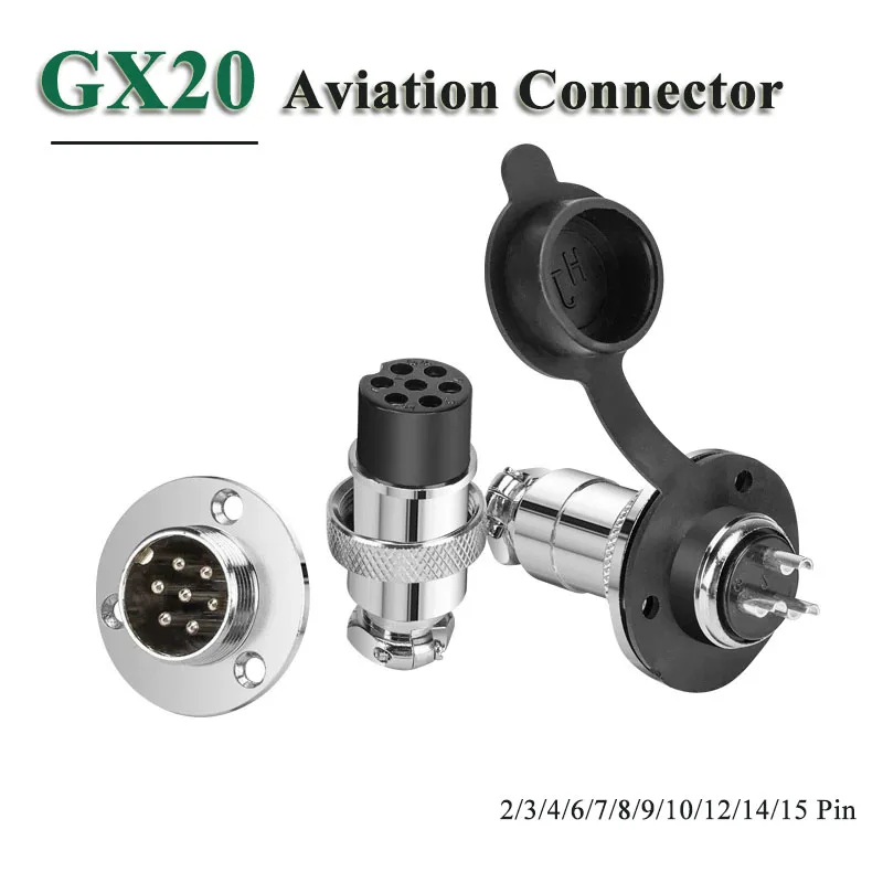 GX20 2/3/4/6/7/8/9/10/12/14/15 Pin Connector DF20 Flange Aviation Plug Socket Soldering Male Female Industrial Joint Head