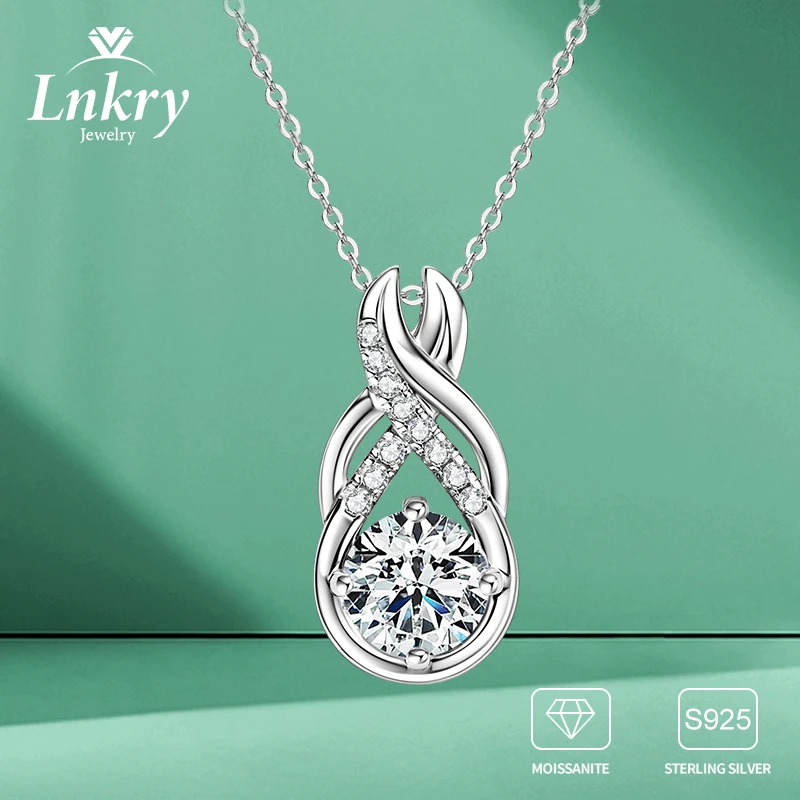 

Lnkry 925 Sterling Silver Necklaces Certified D2.15CT Moissanite Infinity Pendant Necklace for Women Engagement Jewelry