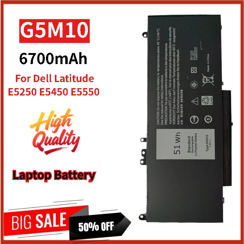 

For Dell Latitude E5250 E5450 E5550 Laptop Battery G5M10 7.4V 6700mAh Brand-New High Quality
