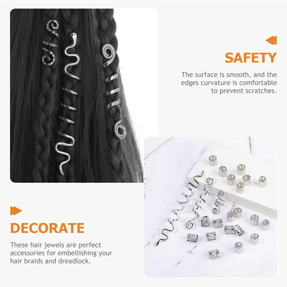 

28pcs Metal Hair Rings Smooth Edge Alloy Dreadlock Accessories Braids Jewelry Hair Cuffs Professional Beginner